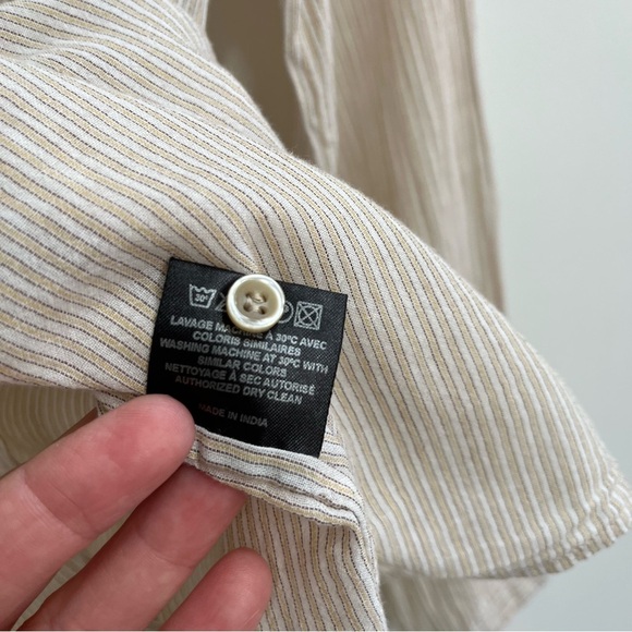isabel marant etoile striped 1/2 button up top tan cream cotton 38 US Medium - Picture 10 of 11